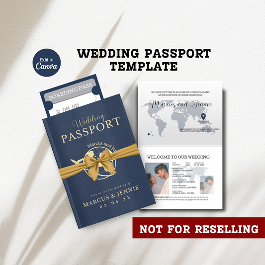 Wedding Passport Template, Boarding pass, holder and envelope