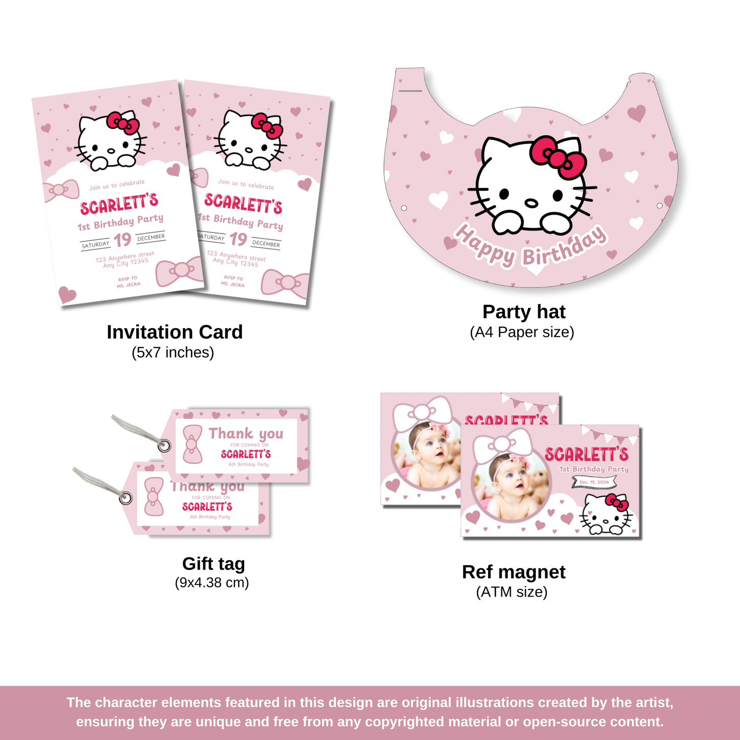 Hello Kitty 12-in-1 Party Bundle- Canva Templates